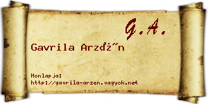Gavrila Arzén névjegykártya